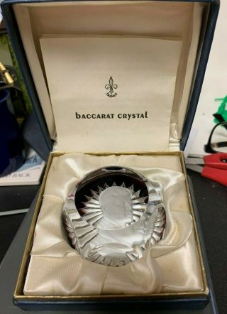 Baccarat Crystal Jfk John F.  Kennedy Sulphide Ruby Red Paperweight Box