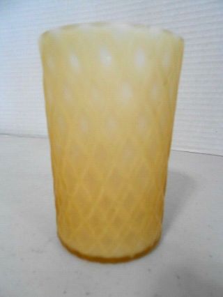 Victorian Yellow Diamond Quilted Cased Satin Glass Tumbler