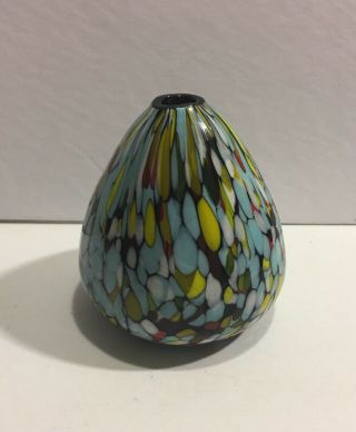 Pearlessence Hand Blown Confetti Art Glass Multi - Color Bud Vase