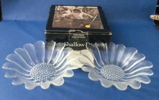 2 X Dartington Crystal Shallow Bowls Daisy Pattern,  8”,  Vintage