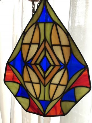 12 " Stained Glass Panel Decorative Window Hanging Suncatcher Multi Colored