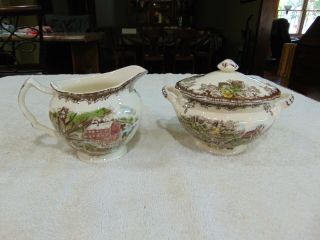 Johnson Brothers Friendly Village Creamer & Sugar With Lid Exc