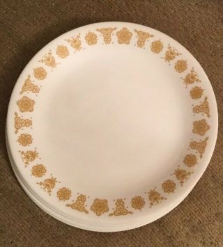 6 Vintage Corelle Butterfly Gold 8 1/2 " Salad Lunch Plates