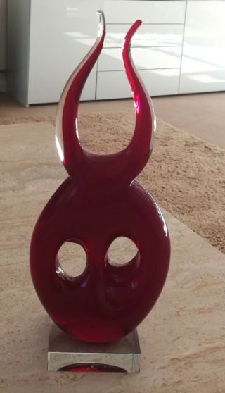 Stunning Unusual 12 " Tall 1.  6 Kg Murano Art Glass Sculpture Ruby Red Ex Con