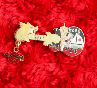 Hard Rock Cafe Pin Kobe Chinese Dragon Sail Boat Girl Guitar Fire Dangle Logo
