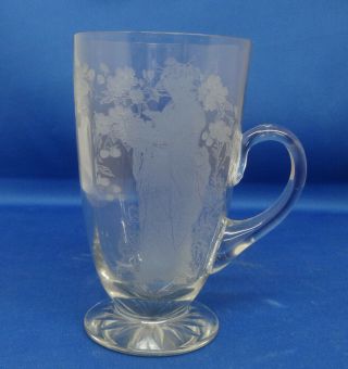 Fry Japanese Maid Etching Footed Handled Ice Tea Tumbler 5 1/4
