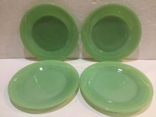 Set Of (4) Anchor Hocking Fire King Jadeite Jane Ray 7 - 7/8” Plates (unmarked)