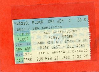 Ringo Starr & His All Star Band Star Park West Chicago Ticket Stub 1999