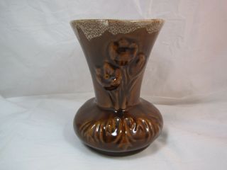 Vintage Van Briggle Art Pottery Brown Drip Tulip 5 1/4 " Vase