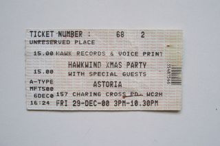 Hawkwind - 29th December 2000 - Astoria Charing Cross - Concert Ticket Stub