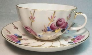 Russian Imperial Lomonosov Porcelain Tea Cup Saucer Flower Rose Gold