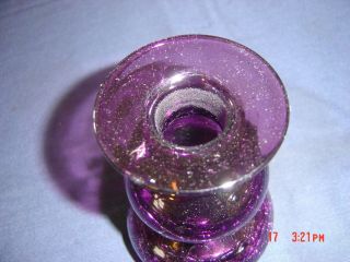 Vintage Blenko Hand Blown Art Glass Decanter amethyst Crackle Glass 3