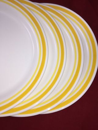 4 Corelle Corning Citrus Luncheon Plates 8 1/2” Yellow Bands Stripes