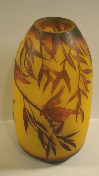 Stunning Emile Galle Art Nouveau French Glass 10 " Vase Signed