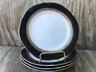 Noritake Regent Platinum Encrusted Scalloped Accent Luncheon Plates Set Of 4