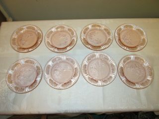Set Of 6 Federal Glass Co.  Sharon Bread & Butter 6 " Pink Plates