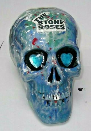 Stone Roses.  Indie.  Ian Brown. ,  Hand Painted Skull.  Indie Britpop, .  Display