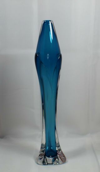 12 Inch Studio Art Glass Vase With Unknown Signature Dated 1998