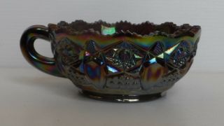 Vintage L.  E.  Smith Amethyst Carnival Glass One Handled Nappy Bowl