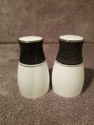 Vintage Noritake Mirano Porcelain Salt Pepper Shakers Black White