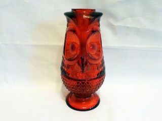 Vintage Red Viking Glass Owl Fairy Lamp Candle Lamp 7 " Tall