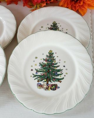 (4) Nikko Happy Holidays Dinner Plates Christmas Tree Dinner Plate Set 10 - 1/4 "