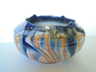 Faiencerie Thulin Art Deco Embossed Drip/swirl Glaze Pot 2042 Belgium,  Rare Mark