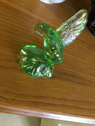 Fenton Art Glass Willow Green Carnival Hummingbird