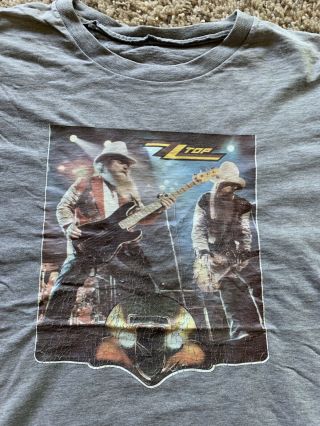 Vintage Zz Top Iron On Rare Shirt Rocknroll Blues Legends Grey - Size Medium
