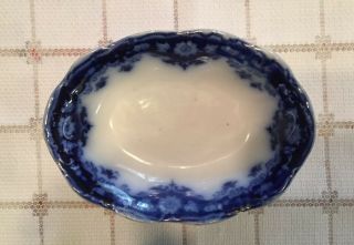 Antique Crumlin Oval Flow Blue 6 1/2 " Relish Candy Dish Myotts England L@@k