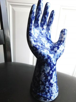 Blue Flower Porcelain Ceramic Hand Display,  Ring Holder,  Jewelry