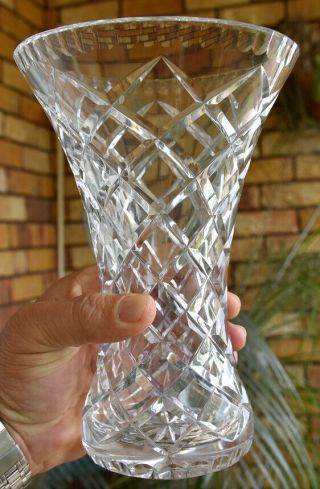 Vintage Cut Lead Crystal Vase 1.  3kg Stunning