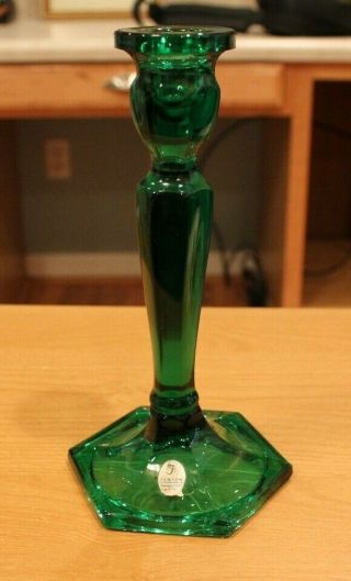 Fenton Emerald Green Glass Candlestick Holders