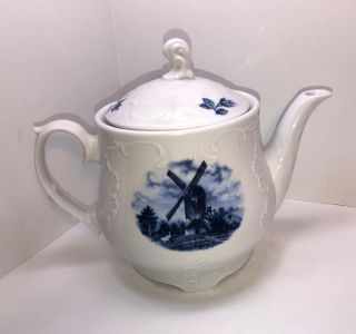 Blue Delft Teapot Ter Steege B.  V.  Delft Blauw - Hand Decorated In Holland