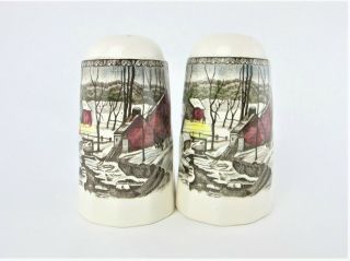 Johnson Bros The Friendly Village Salt & Pepper Shakers The Ice House Pattern