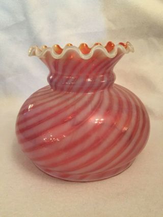 Vintage Fenton Cranberry Opalescent Spiral Optic Ruffled Top Lamp Shade