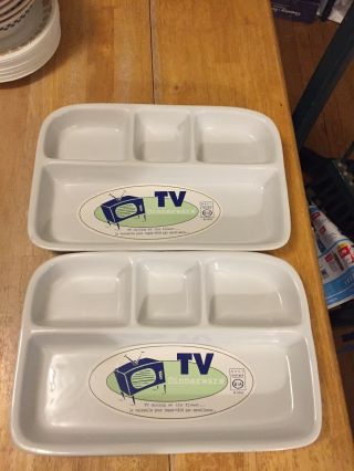 2 Bia Cordon Bleu Bret Bortner Tv Tray White Stoneware Divided Dinnerware Nwt
