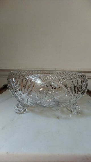 Large Vintage Lead Cut Glass/crystal Bowl Centerpiece