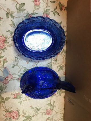 Westmoreland Cobalt Blue Glass Chicken Hen on the Nest Covered Candy Dish 4