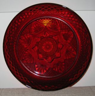 3 Vintage Ruby Red Dinner Plates Arcoroc Luminarc Cristal D 