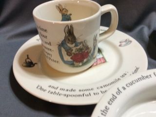 Wedgwood Peter Rabbit 4 Piece Tableware Dish Set Childs Plate Bowls Mug England 3