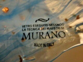 Vintage Murano Italian Bowl/Vase Turquoise & Gold - 7.  5 