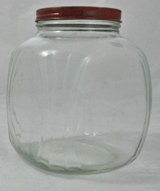 Anchor Hocking Glass Jar - Square Clear With Red Screw Top Lidded - Ah 11