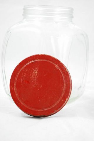 Anchor Hocking Glass Jar - Square Clear with Red screw top lidded - AH 11 5