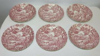 The Hunter By Myott Hand Engraved Hand Painted Salad Plates Set Of 6