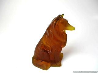 Mosser Collie / Sheltie Brown Satin Glass Dog Figurine Paperweight
