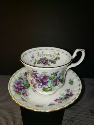 One Royal Albert England Flower Of The Month February Violets Cup/saucer Set