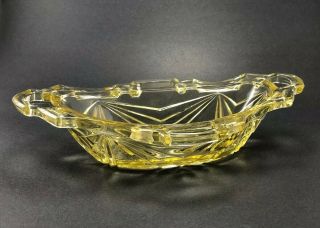 Yellow Indiana Glass Pickle Dish Pyramid Pattern 610 Bowl