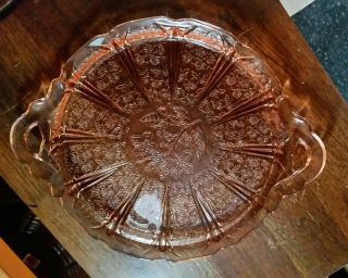 Jeanette Glass Co Pink Depression Glass Cake Plate