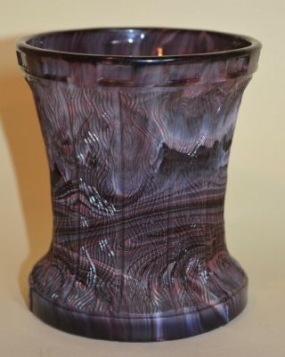 Antique Sowerby Or Davidsons Purple Malachite Slag Glass Beaker / Vase Tree Bark
